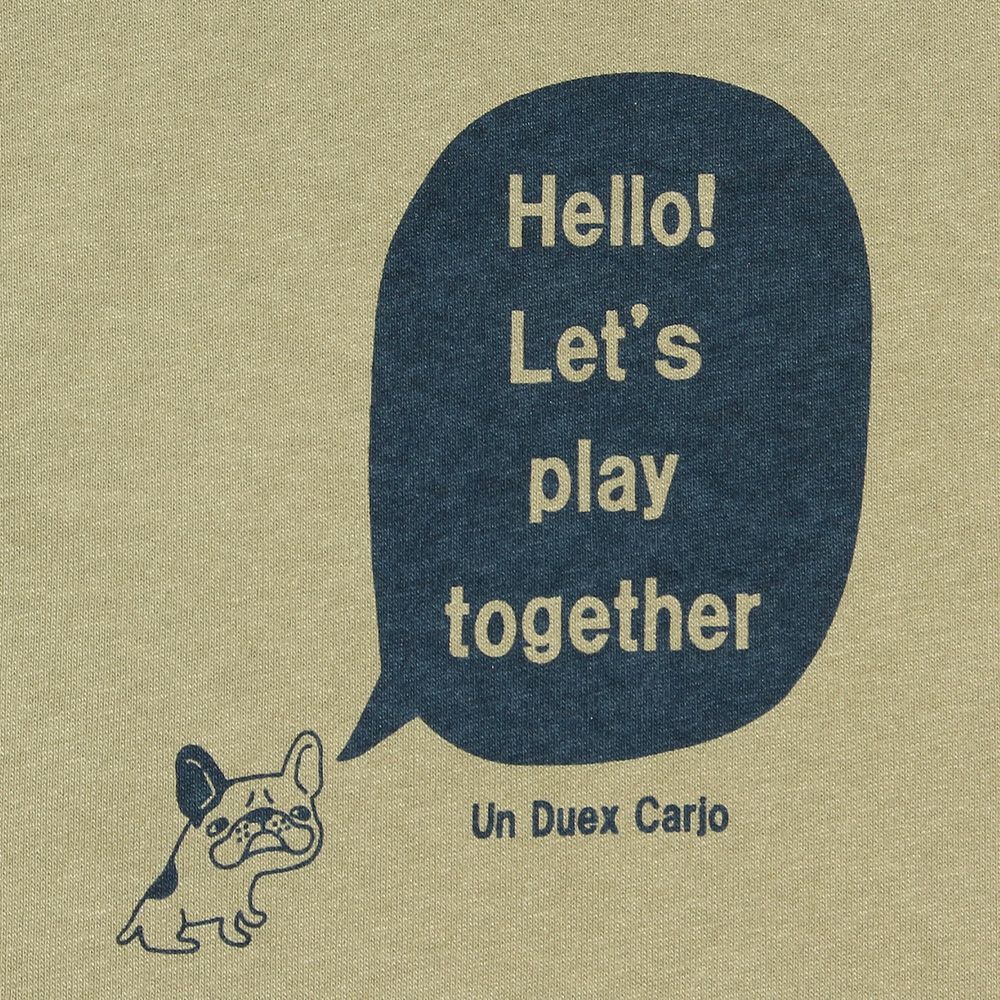 子供服 男の子 綿100％ ブルドッグ 動物 プリント Tシャツ カーキ(82) デザインポイント1