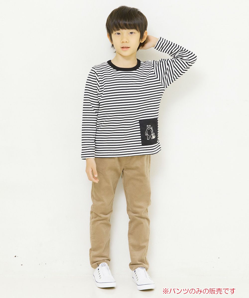 ベビー服 男の子 10分丈コーデュロイロングパンツ ベージュ(51) モデル画像全身