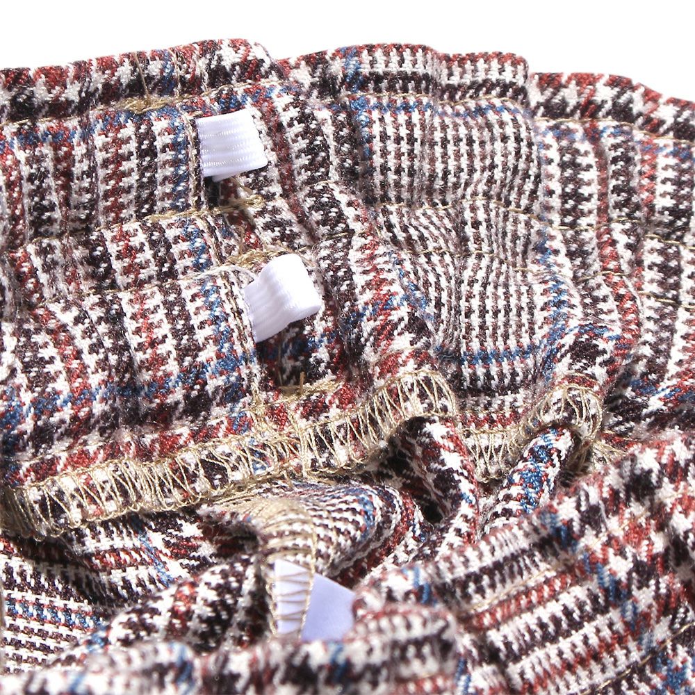 子供服 女の子 レトロチェック柄キュロットパンツ ベージュ(51) デザインポイント2