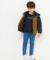 子供服 男の子 取り外しフード付き中綿ジップアップコート ブラック(00) モデル画像2