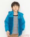 子供服 男の子 取り外しフード付き中綿ジップアップコート ブルー(61) モデル画像アップ