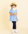 子供服 女の子 ストレッチツイル素材リボンつき７分丈パンツ ネイビー(06) モデル画像4 カプリパンツ