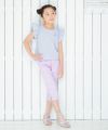 子供服 女の子 ストレッチツイル素材リボンつき７分丈パンツ パープル(91) モデル画像2