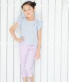 子供服 女の子 ストレッチツイル素材リボンつき７分丈パンツ パープル(91) モデル画像3