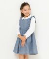 子供服 女の子 ダンガリーフリル&リボン付きギャザー ネイビー(06) モデル画像4