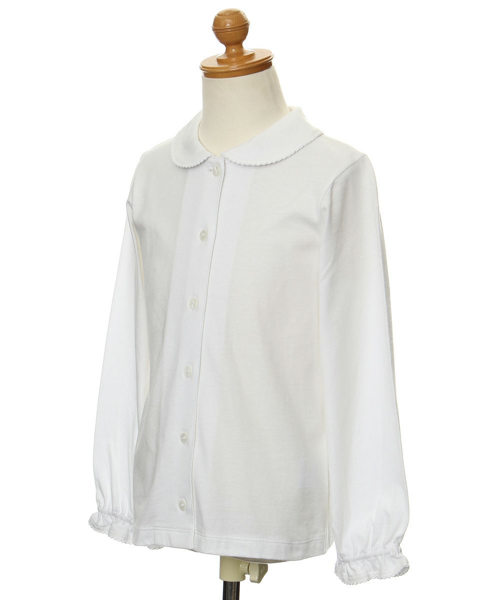 子供服 女の子 綿100％袖口フリルブラウス ホワイト(01) トルソー斜め
