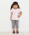 子供服 女の子 ベビーサイズギンガムチェック柄ストレッチツイルリボンつき７分丈パンツ ホワイト×ブラック(10) モデル画像3