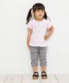 子供服 女の子 ベビーサイズギンガムチェック柄ストレッチツイルリボンつき７分丈パンツ ホワイト×ブラック(10) モデル画像4