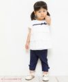 ベビー服 女の子 ベビーサイズストレッチツイルリボンつき７分丈パンツ ネイビー(06) モデル画像全身