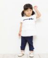 ベビー服 女の子 ベビーサイズストレッチツイルリボンつき７分丈パンツ ネイビー(06) モデル画像2