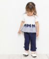 ベビー服 女の子 ベビーサイズストレッチツイルリボンつき７分丈パンツ ネイビー(06) モデル画像4