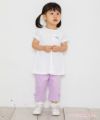 ベビー服 女の子 ベビーサイズストレッチツイルリボンつき７分丈パンツ パープル(91) モデル画像全身