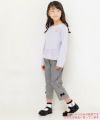 子供服 女の子 綿100％裾アシンメトリーTシャツ パープル(91) モデル画像全身