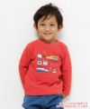 子供服 男の子 綿100％乗り物シリーズプリント電車Tシャツ レッド(03) モデル画像アップ