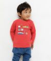 子供服 男の子 綿100％乗り物シリーズプリント電車Tシャツ レッド(03) モデル画像2
