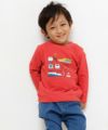 子供服 男の子 綿100％乗り物シリーズプリント電車Tシャツ レッド(03) モデル画像3