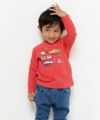 子供服 男の子 綿100％乗り物シリーズプリント電車Tシャツ レッド(03) モデル画像4