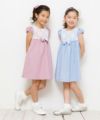 子供服 女の子 日本製レースリボン付きハイウエストワンピース ブルー(61) モデル画像4