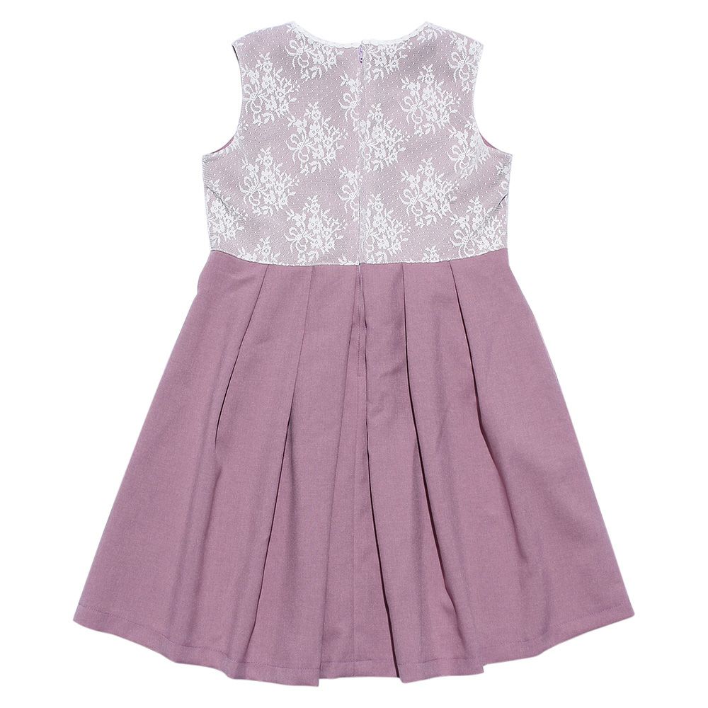 子供服 女の子 日本製花柄レースリボン付きワンピース ピンク(02) 背面