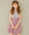 子供服 女の子 日本製花柄レースリボン付きワンピース ピンク(02) モデル画像アップ