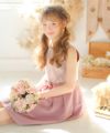 子供服 女の子 日本製花柄レースリボン付きワンピース ピンク(02) モデル画像全身