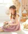 子供服 女の子 日本製花柄レースリボン付きワンピース ピンク(02) モデル画像1