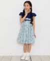 子供服 女の子 日本製リボつき花柄タックワンピース ネイビー(06) モデル画像2