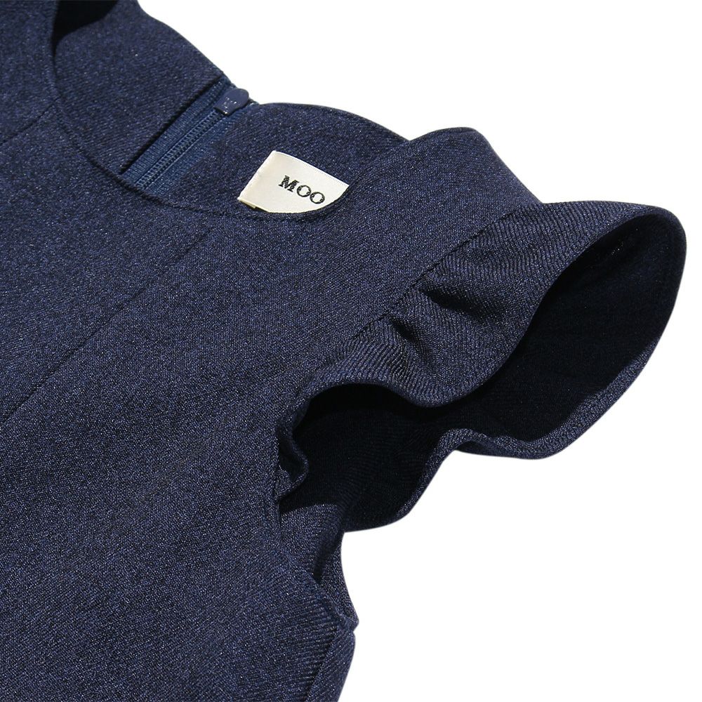 子供服 女の子 日本製フリルつきタックAラインワンピース ネイビー(06) デザインポイント1