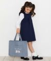 子供服 女の子 ネコモチーフ＆フリル付きダンガリートートバッグ ネイビー(06) モデル画像3