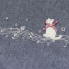 子供服 女の子 ネコモチーフ音符刺繍ダンガリーシューズバッグ ネイビー(06) デザインポイント1