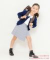 子供服 女の子 チェック柄フリルつきスカート風キュロットパンツ ネイビー(06) モデル画像3