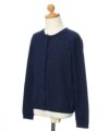 子供服 女の子 綿100％アイレット編みカーディガン ネイビー(06) トルソー斜め