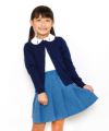 子供服 女の子 綿100％アイレット編みカーディガン ネイビー(06) モデル画像2