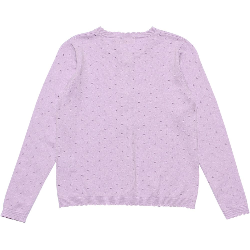 子供服 女の子 綿100％アイレット編みカーディガン パープル(91) 背面