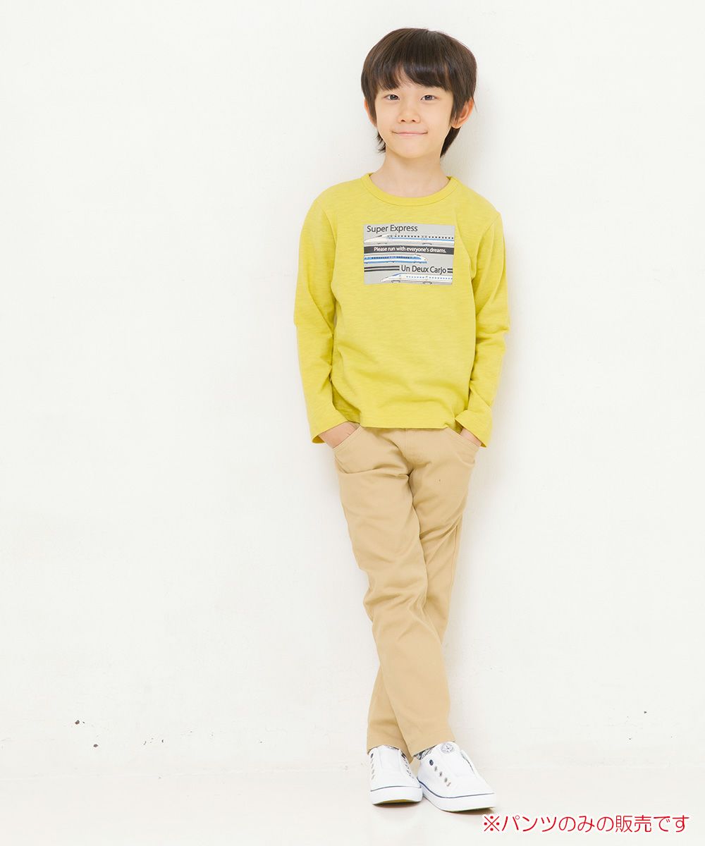 子供服 男の子 刺繍付きストレッチツイル10分丈パンツ ベージュ(51) モデル画像全身