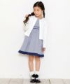 子供服 女の子 ストライプ柄ライン&リボン付きワンピース ネイビー(06) モデル画像4