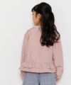 子供服 女の子 バックフリル＆ポケット付きノーカラージップアップジャケット ピンク(02) モデル画像2
