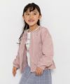 子供服 女の子 バックフリル＆ポケット付きノーカラージップアップジャケット ピンク(02) モデル画像3