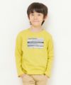 子供服 男の子 綿100％乗り物シリーズ電車プリントTシャツ イエロー(04) モデル画像アップ