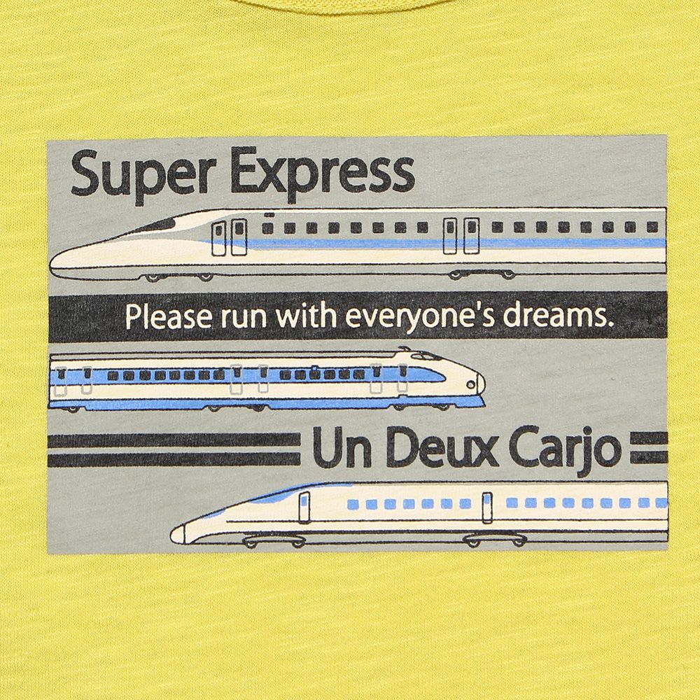 ベビー服 男の子 ベビーサイズ綿100％乗り物シリーズ電車プリントTシャツ イエロー(04) デザインポイント1