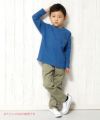 子供服 男の子 綿100％動物シリーズ恐竜刺繍付きゆったりTシャツ ブルー(61) モデル画像全身