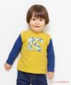 ベビー服 男の子 綿100％迷彩柄ダイナソ-恐竜モチーフ動物シリーズTシャツ イエロー(04) モデル画像1