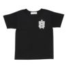子供服 男の子 綿100％ロゴ＆ポケットマンモチーフ付きTシャツ ブラック(00) 正面