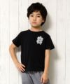 子供服 男の子 綿100％ロゴ＆ポケットマンモチーフ付きTシャツ ブラック(00) モデル画像アップ