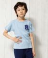 子供服 男の子 綿100％ロゴ＆ポケットマンモチーフ付きTシャツ ブルー(61) モデル画像アップ