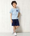 子供服 男の子 綿100％ロゴ＆ポケットマンモチーフ付きTシャツ ブルー(61) モデル画像2
