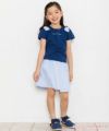 子供服 女の子 綿100％ロゴ＆肩リボンつきTシャツ ネイビー(06) モデル画像全身