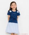 子供服 女の子 綿100％ロゴ＆肩リボンつきTシャツ ネイビー(06) モデル画像1