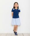 子供服 女の子 綿100％ロゴ＆肩リボンつきTシャツ ネイビー(06) モデル画像3