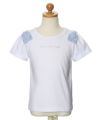 子供服 女の子 綿100％ロゴ＆肩リボンつきTシャツ オフホワイト(11) トルソー正面